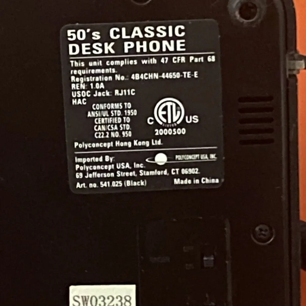 50's Style Classic Black Touch Tone Desk Phone from Polyconcept